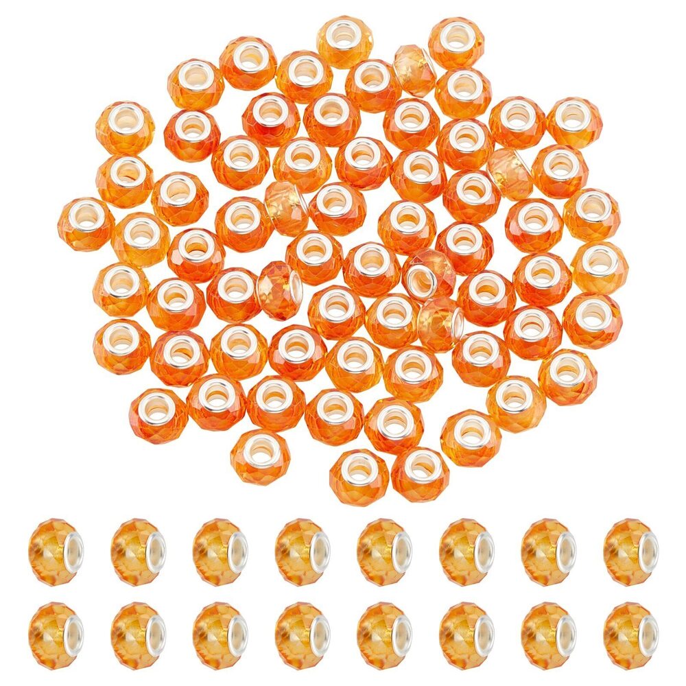 8508 100Pcs Gold Color Crystal Glass Charms, Faceted Lampwork Beads Large